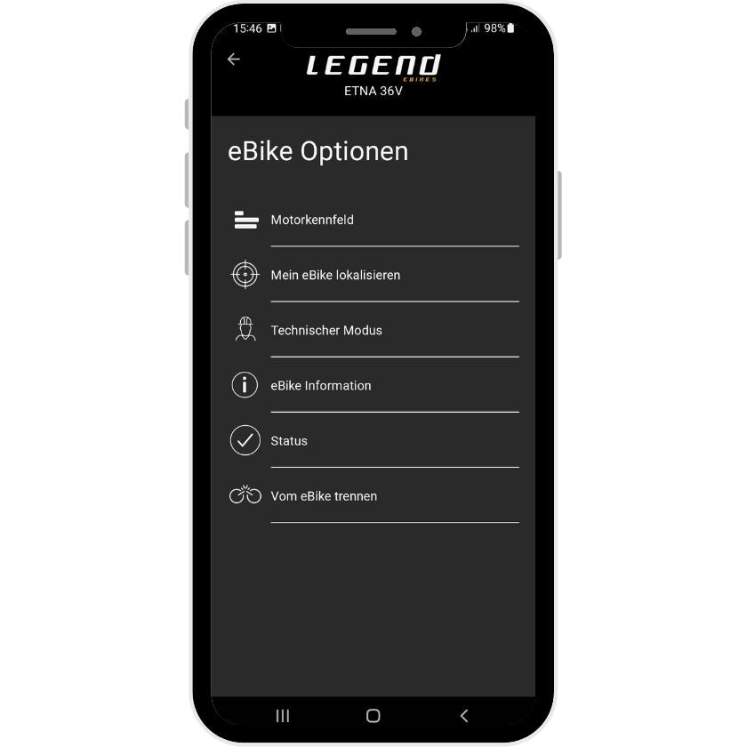 MAHLE App Optionen Legend eBikes